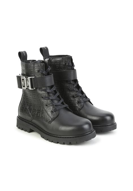 Black Ankle Boots With 4G Buckle and Monogram Motif GIVENCHY KIDS | H2909809B