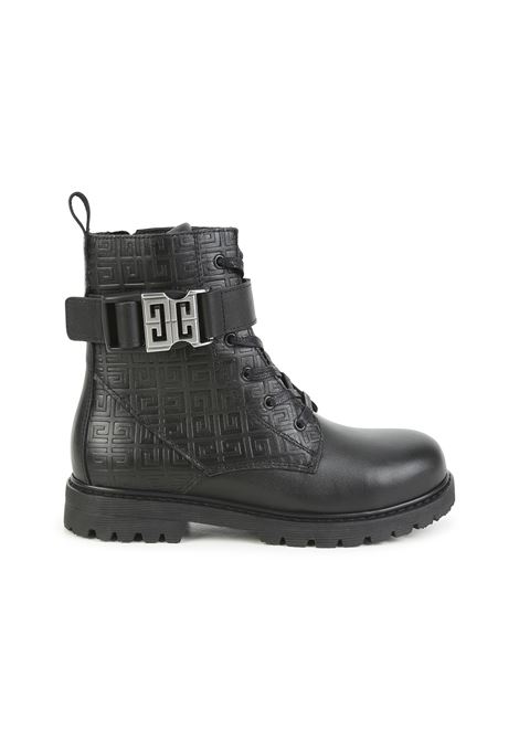 Black Ankle Boots With 4G Buckle and Monogram Motif GIVENCHY KIDS | H2909809B