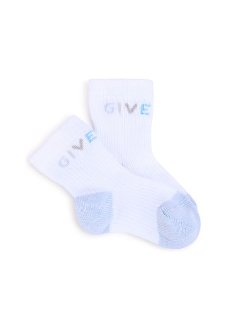 White and Light Blue Socks Set With Logo and 4G Pattern GIVENCHY KIDS | H90174771