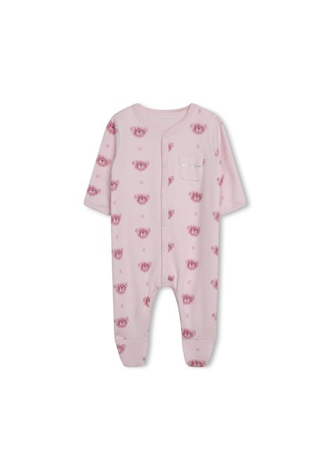 Playsuit, Beanie and Bib Set In Pink With Print GIVENCHY KIDS | H9818244Z