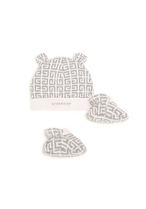 Beanie and Booties In White and Grey With 4G Pattern GIVENCHY KIDS | H98187050