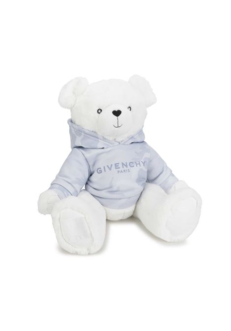 White Teddy Bear With Light Blue Camouflage Hoodie GIVENCHY KIDS | H9K069771