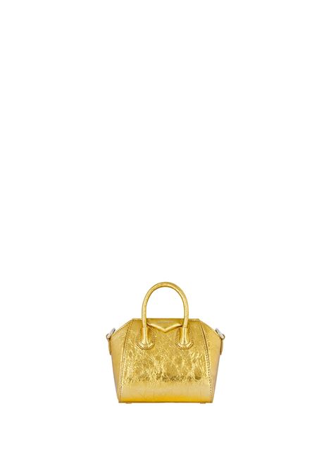 Micro Antigona Bag In Golden Laminated Leather GIVENCHY | BB60K4B1RM715