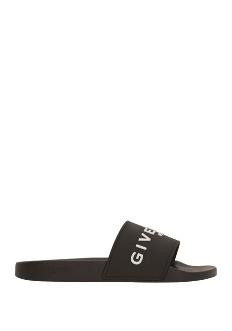 Black Rubber Flat Sandal With Logo GIVENCHY | BH301TH1DB001