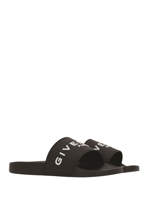 Black Rubber Flat Sandal With Logo GIVENCHY | BH301TH1DB001