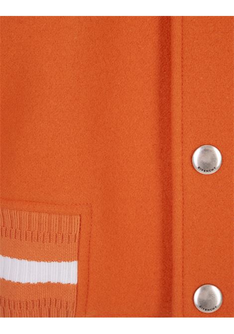 Orange Hooded Varsity Jacket In Wool And Leather GIVENCHY | BM011T6Y16800