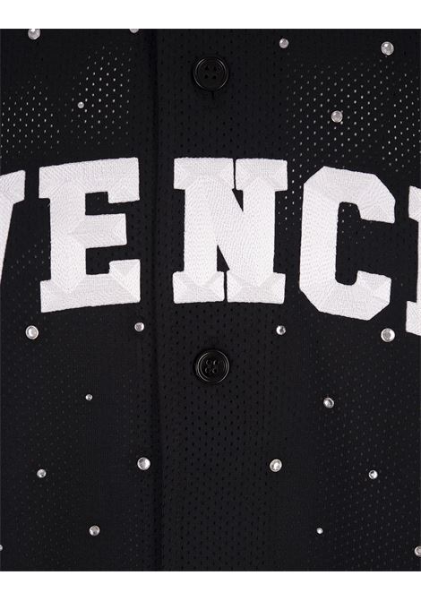 GIVENCHY College Oversized Baseball Sweater In Black Mesh With Studs GIVENCHY | BM60XH3YEK001