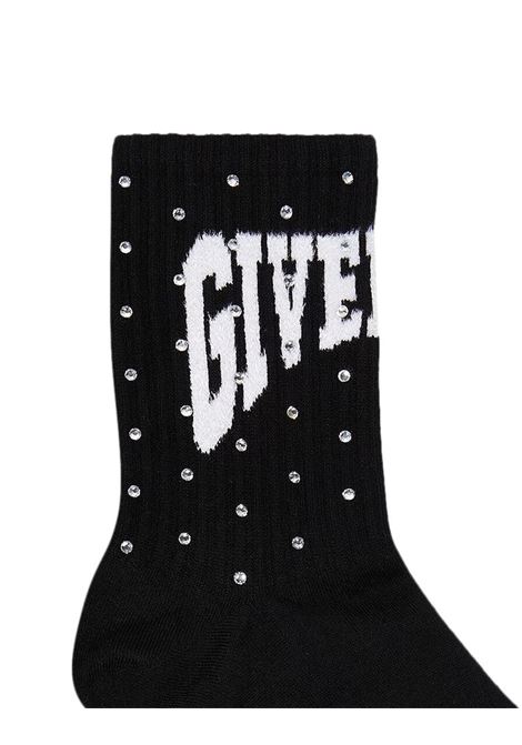 Black Socks With Logo and Rhinestones GIVENCHY | BMB03V4YF2001
