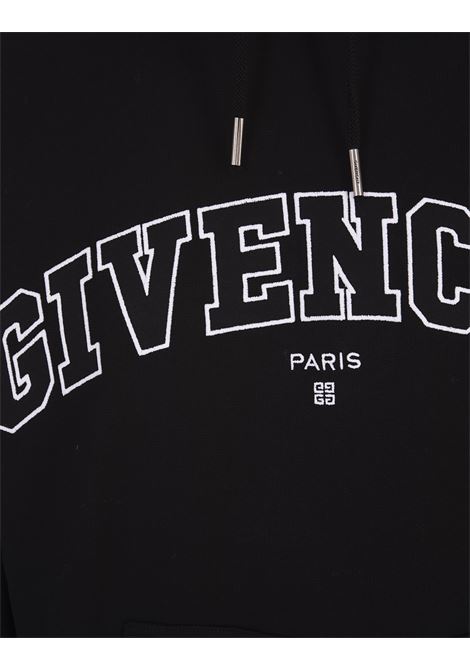 GIVENCHY College Slim Fit Hoodie In Black Gauzed Cotton GIVENCHY | BMJ0HC3Y8Q001