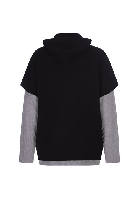 Black and Grey Double Layer Zipped Hoodie GIVENCHY | BMJ0JV3Y9U002
