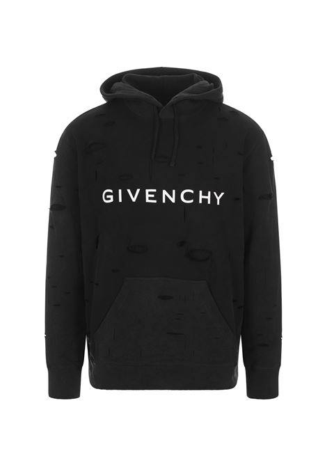 GIVENCHY Hoodie With Black Delav? Destroyed Effect GIVENCHY | BMJ0KF3Y9W011