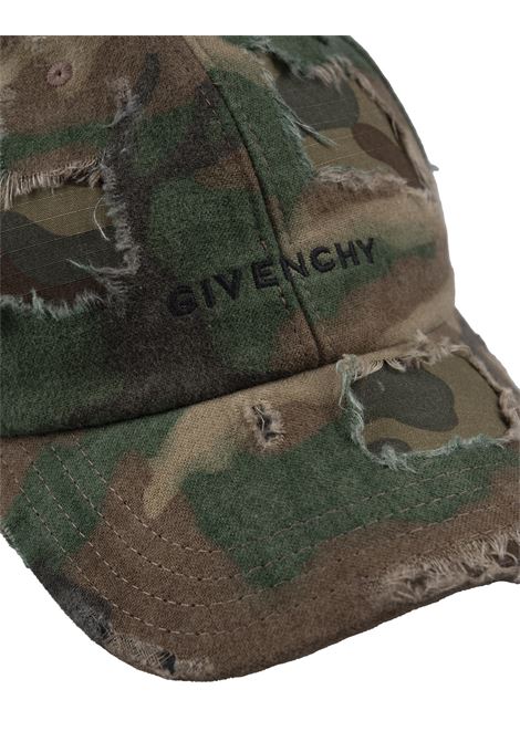 Berretto GIVENCHY In Denim Camouflage Effetto Destroyed e Ricucito GIVENCHY | BPZ022P0TK246