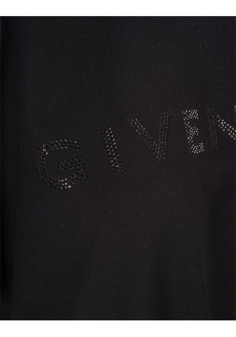 Black T-Shirt With Rhinestone Logo GIVENCHY | BW707Z3YGQ001