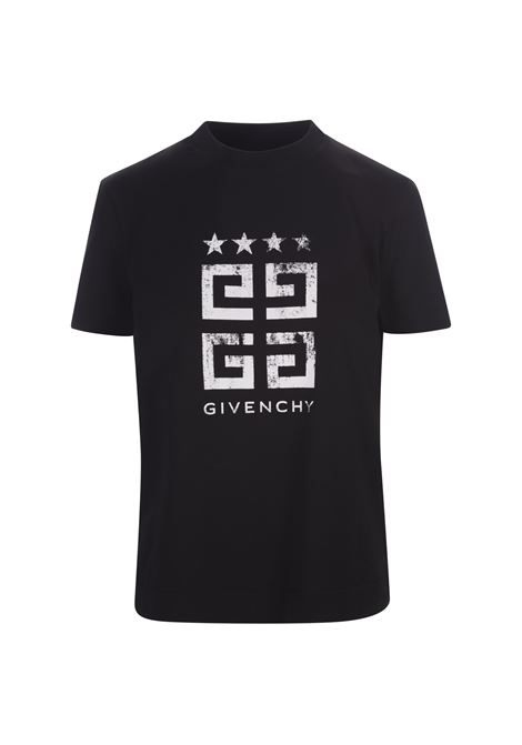 T-Shirt Slim 4G Stars In Cotone Nero GIVENCHY | BW70AS3YEL001