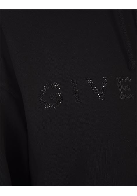 Black Hoodie With Rhinestone Logo GIVENCHY | BWJ01C3YGQ001