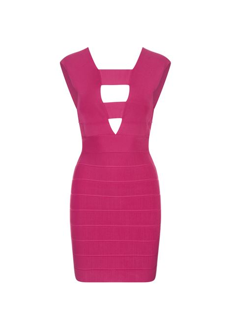 Hot Pink Deep V Strappy Icon Dress HERVE LEGER | 46ICO8348917670