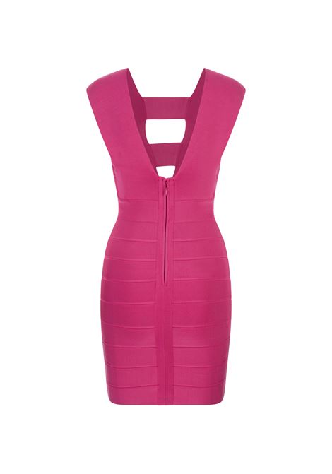 Hot Pink Deep V Strappy Icon Dress HERVE LEGER | 46ICO8348917670