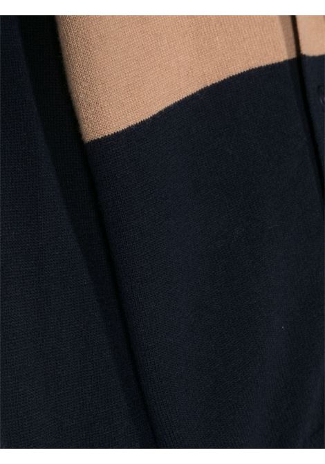 Merino Wool Color Block Cardigan In Blue/Wood IL GUFO | A23GF409EM2204913