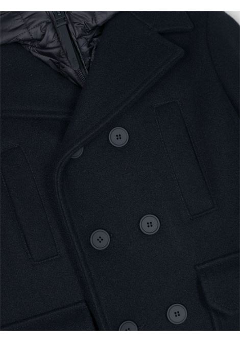 Navy Blue Double Breasted Coat With Padded Hood IL GUFO | A23GP311M0138497