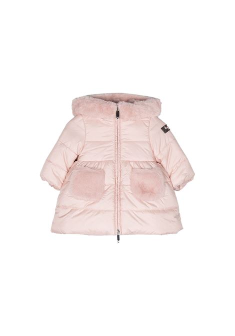 Pink Long Down Jacket With Faux Fur Inserts IL GUFO | A23GP324N0068304