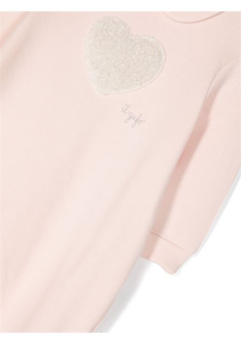 Pink Fleece Sleepsuit With Beige Heart IL GUFO | A23TP326M0100304