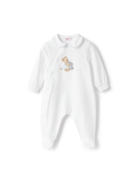 White and Light Blue Sleepsuit With Teddy Bear Motif IL GUFO | P23TP329M00320141