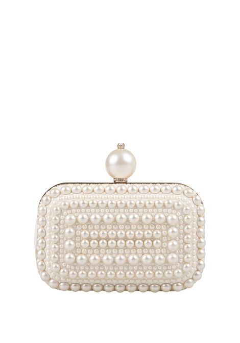 Micro Cloud Bag In Suede Con Perle All-Over JIMMY CHOO | CLOUD WUZWHIET/WHITE