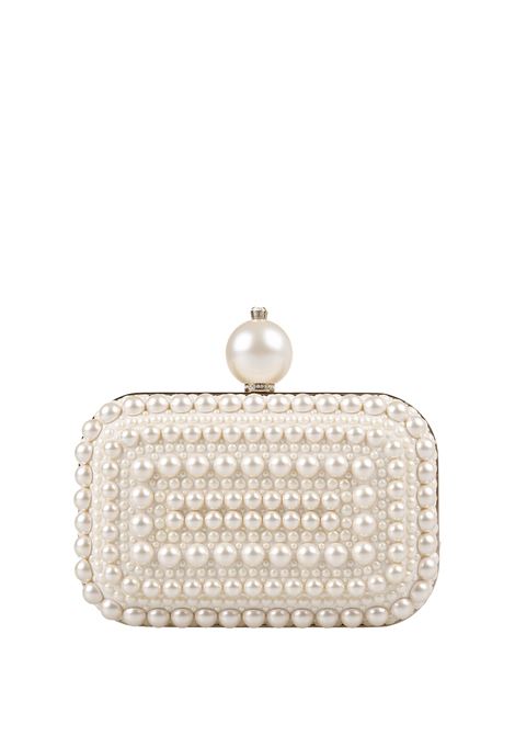 Micro Cloud Bag In Suede Con Perle All-Over JIMMY CHOO | CLOUD WUZWHIET/WHITE
