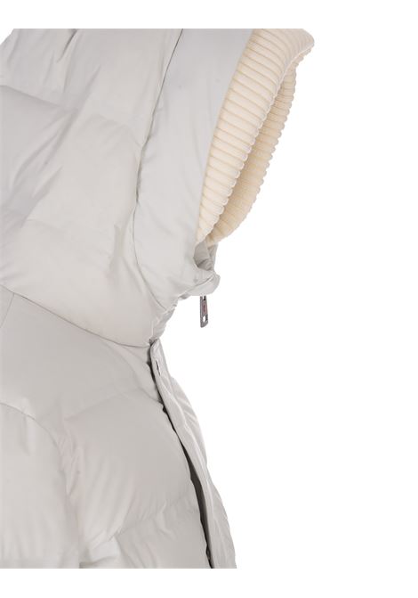 White Quilted Midi Down Jacket With Ribbed Knitted Inserts KIRED | WREUS3W6806501