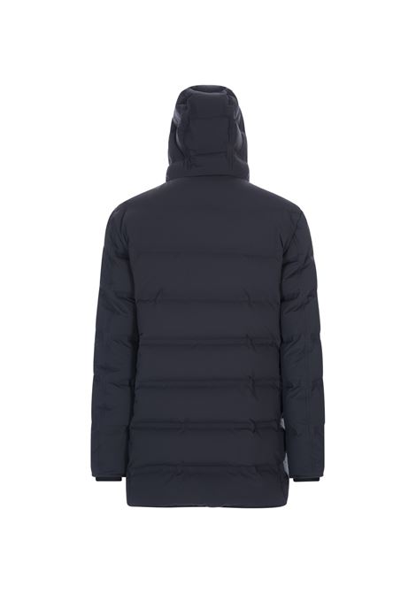 Dark Blue Quilted Midi Down Jacket With Ribbed Knitted Inserts KIRED | WREUS3W6806523