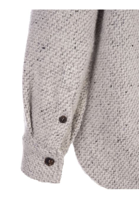 White-Grey Silk, Wool and Cashmere Knit Overshirt KITON | D50429K0121C07