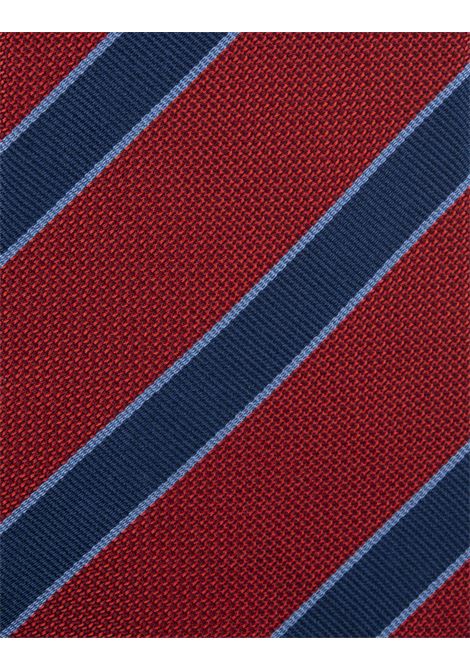 Cravatta In Seta Rossa A Righe Blu KITON | UCRVKRC07H0505