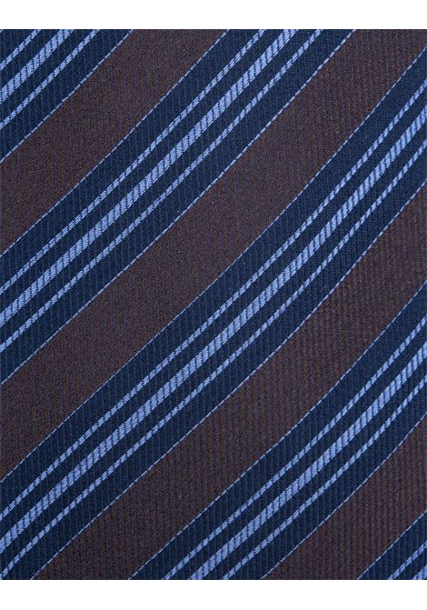 Cravatta Regimental Mogador Blu e Marrone KITON | UCRVKRC07H7210