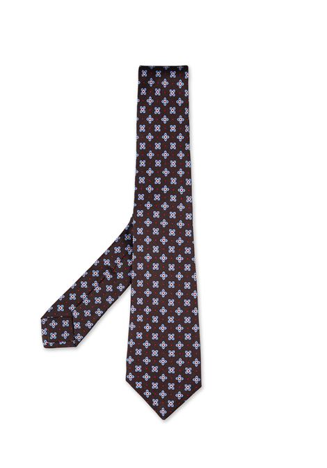 Brown Silk Tie With Micro Floral Pattern KITON | UCRVKRC07H9707