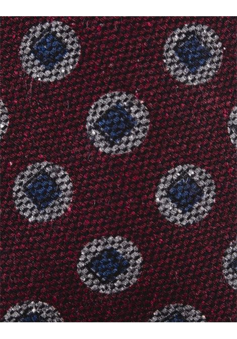 Dark Red Tie With White and Blue Geometric Pattern KITON | UCRVKRC08H0307