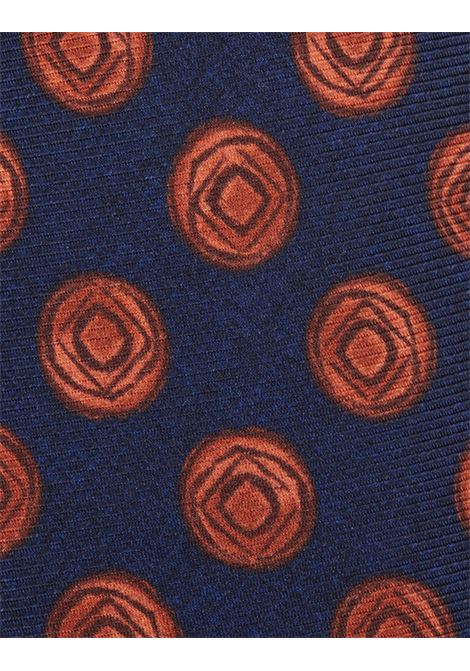 Cravatta In Seta Blu Navy Con Pattern Arancione KITON | UCRVKRC08H1602