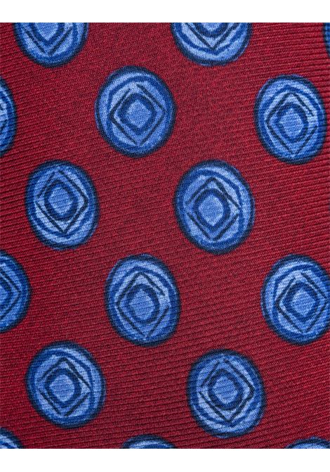 Cravatta In Seta Rossa Con Pattern Azzurro KITON | UCRVKRC08H1606