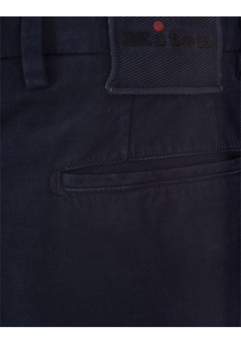 Pantaloni In Cotone e Cashmere Blu Notte KITON | UFPP79J0202C02