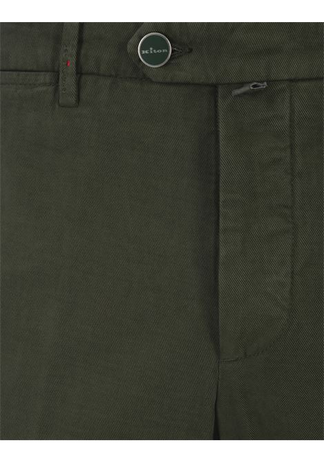 Pantaloni In Cotone e Cashmere Verde Muschio KITON | UFPP79J0202C10