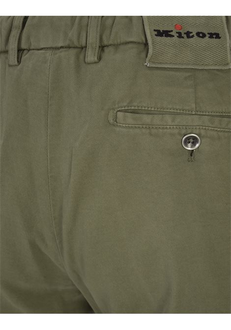 Pantaloni In Cotone, Seta e Cashmere Verde Oliva KITON | UFPPEJ0201C09