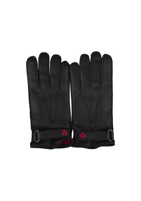 Black Leather and Cashmere Gloves KITON | UGU023XC102401
