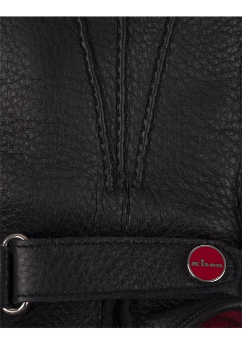 Black Leather and Cashmere Gloves KITON | UGU023XC102401