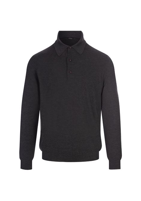 Dark Grey Silk and Cashmere Polo Shirt KITON | UK05W23984