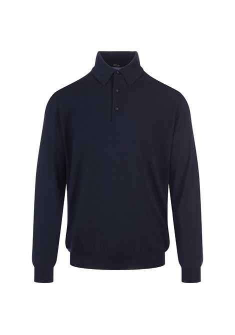 Dark Blue Silk and Cashmere Polo Shirt KITON | UK05W23K111
