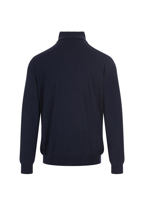 Dark Blue Silk and Cashmere Polo Shirt KITON | UK05W23K111