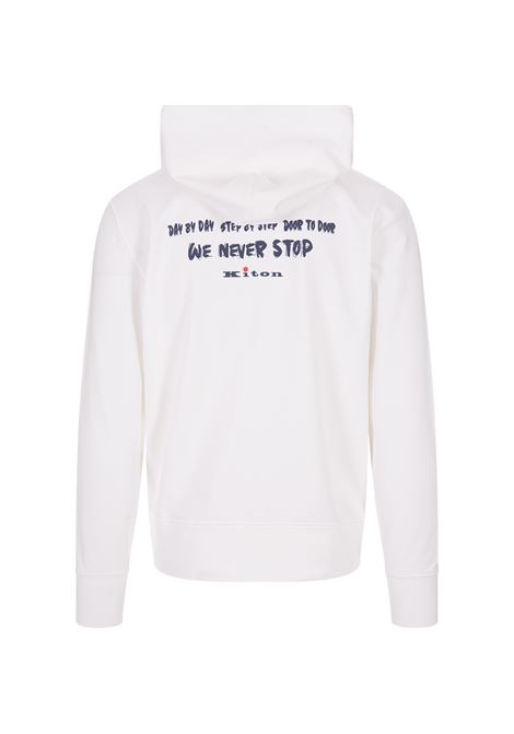 White Zip-Up Hoodie With Slogan KITON | UMK029301