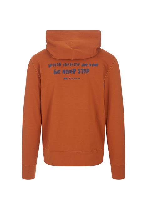 Orange Zip-Up Hoodie With Slogan KITON | UMK029316