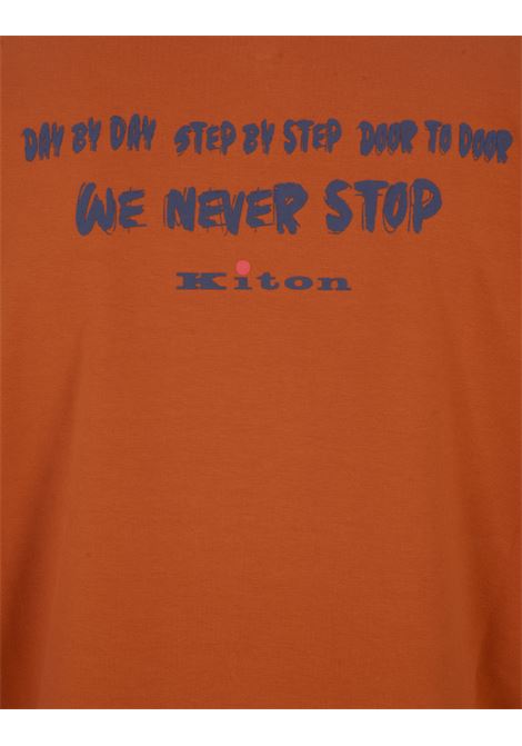 Orange Zip-Up Hoodie With Slogan KITON | UMK029316