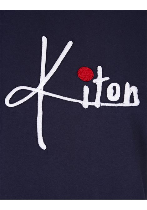 Dark Blue T-Shirt With Kiton Signature KITON | UMK030203