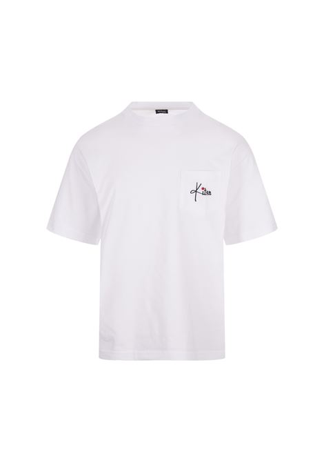 T-Shirt Bianca Con Logo Sul Taschino KITON | UMK030301